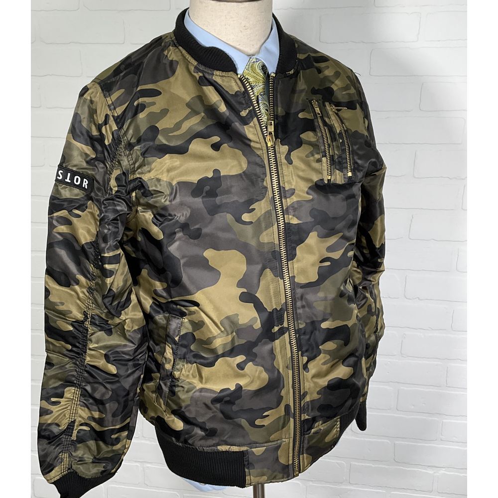 Bleeker Mercer Jacket Men M Black Camo Bomber Resistor‎ Full Zip NX642 92291